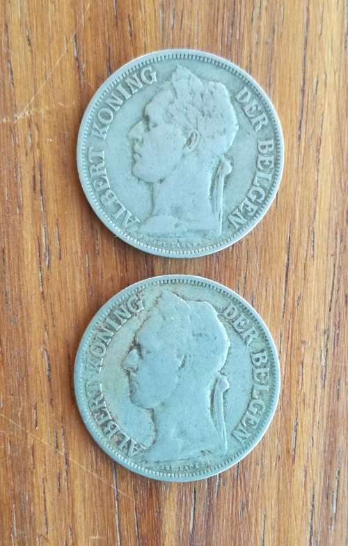 Collection of 2 old Belgium Congo coins.