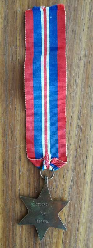Ww11 Star Medal awarded to 225727 D.J. BOTHMA