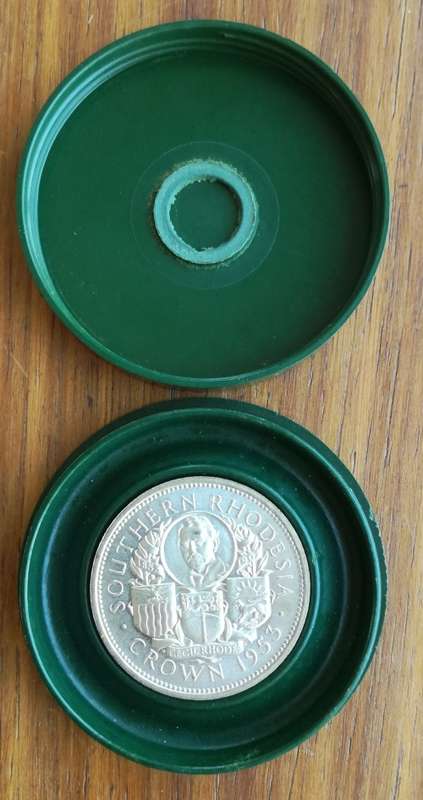 Southern Rhodesia 1953 UNC-AUNC Silver crown in Original holder.