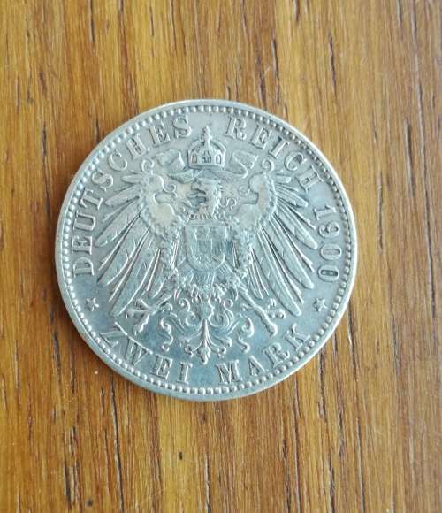 German States Bavaria Silver 1900D Zwei Mark.