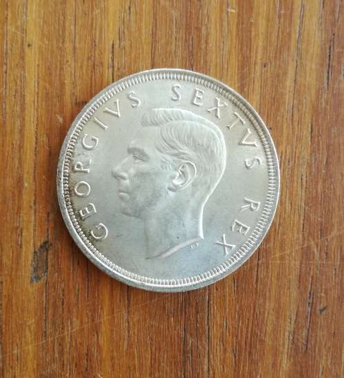 South Africa 1949 Silver 5 Shillings. Great condition.