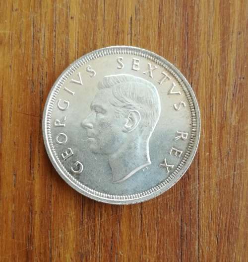 South Africa 1949 Silver 5 Shillings. Great condition.