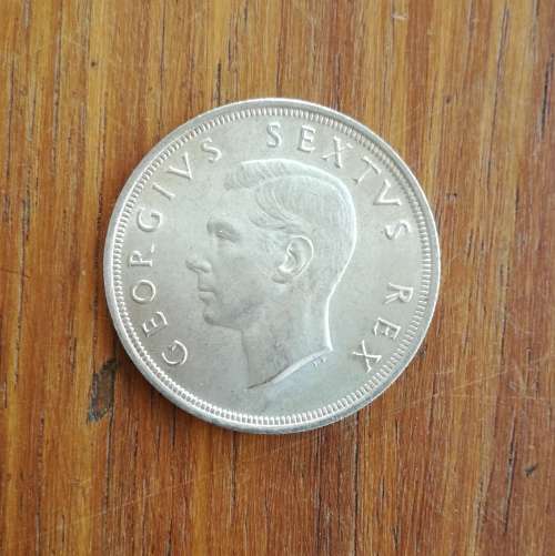 South Africa 1949 Silver 5 Shillings. Great condition.