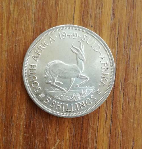 South Africa 1949 Silver 5 Shillings. Great condition.