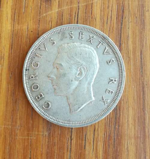 South Africa 1948 Silver 5 Shillings.