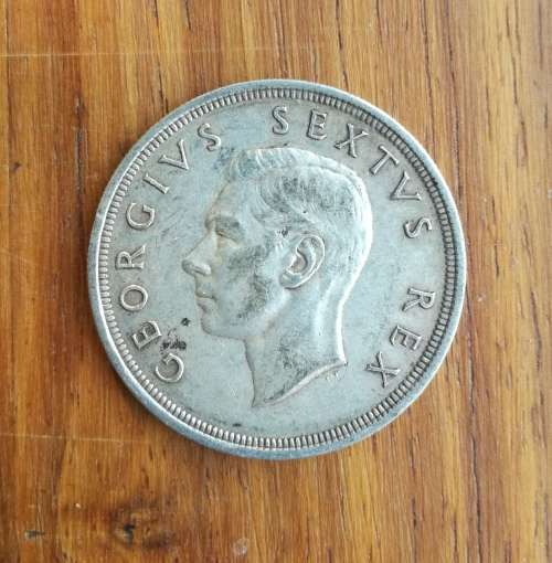 South Africa 1948 Silver 5 Shillings.