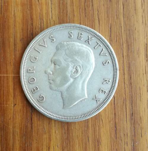 South Africa 1948 Silver 5 Shillings.