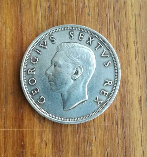 South Africa 1949 Silver 5 Shillings.