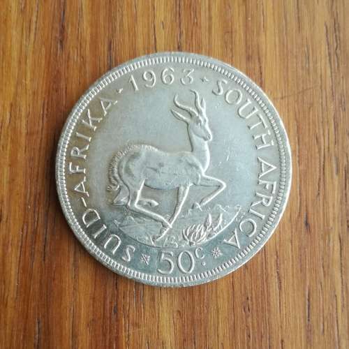 South Africa 1963 Silver 50 Cents. Good condition.