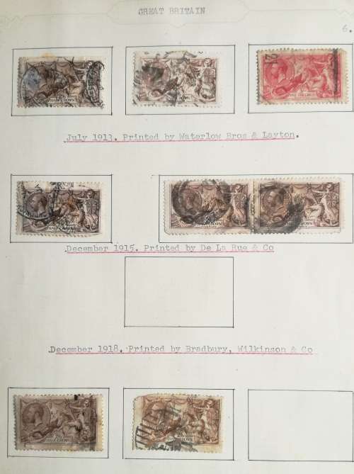 Great Britain July 1913, December 1915 and December 1918 Half Crown and Five Shilling stamps.