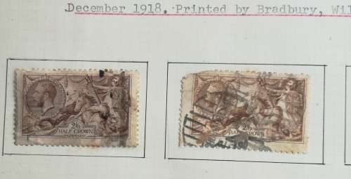 Great Britain July 1913, December 1915 and December 1918 Half Crown and Five Shilling stamps.