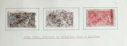 Great Britain July 1913, December 1915 and December 1918 Half Crown and Five Shilling stamps.