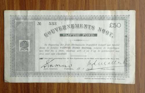ZAR Governments Noot Vijftig Pond.