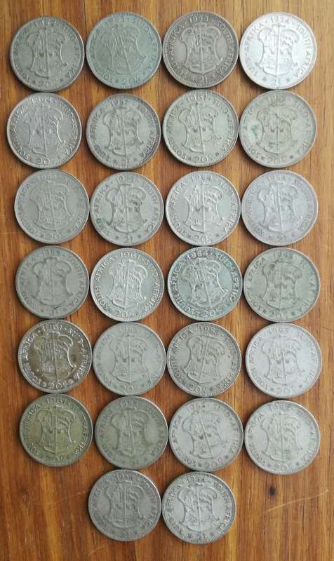 South Africa collection of 26 Silver Two Shillings. 291.04 Grams.
