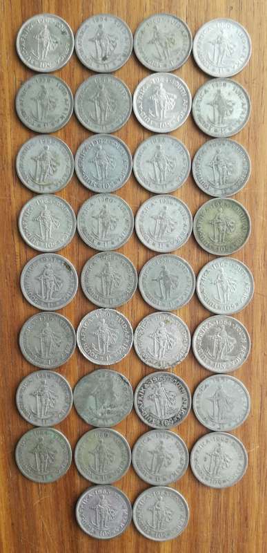 South Africa collection of 34 Silver Shillings. 188.40 grams.