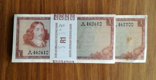 South Africa TW de Jongh 90 Consecutive number One Rands. (B474) 462610-462700