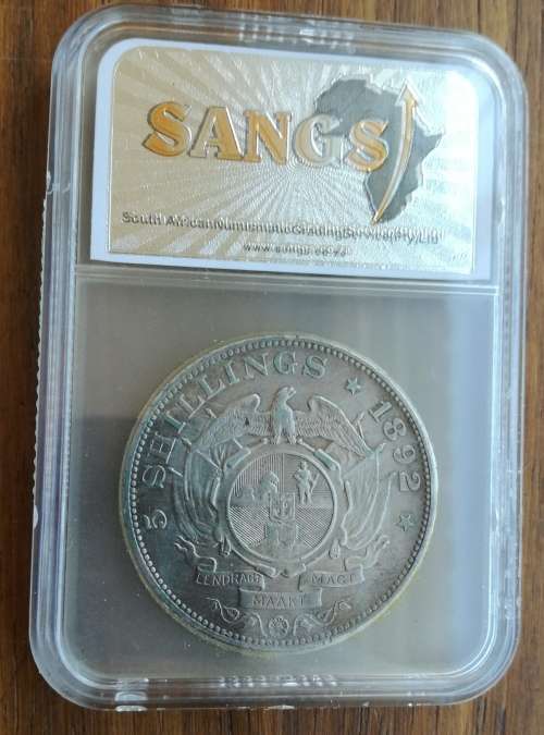ZAR Paul Kruger 1892 SS VF30 Silver 5 Shillings.