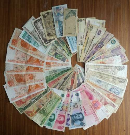 Collection of 55 Bank notes from around the world.