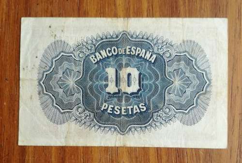 Spain 1935 Diez Pesetas Bank note.