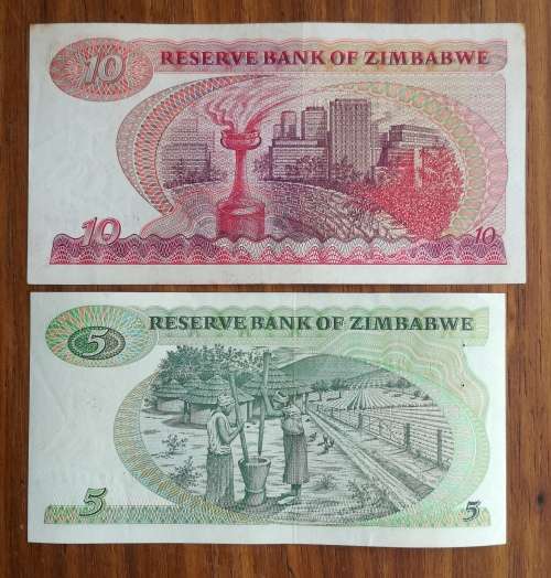 Zimbabwe Collection of 2 AUNC Bank notes.
