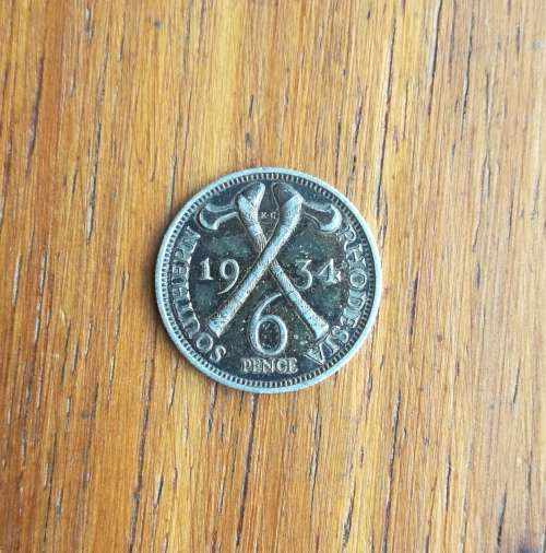 Southern Rhodesia 1934 Silver Sixpence.