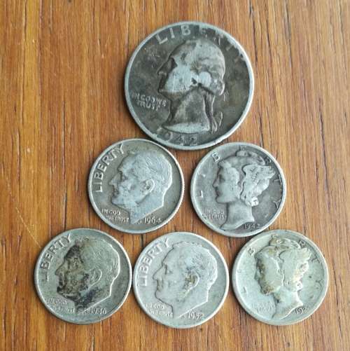 America collection of 6 Old Silver coins.
