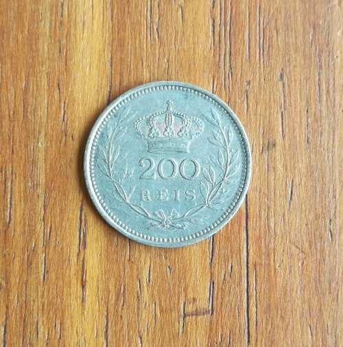 Portugal 1909 Silver 200 Reis.