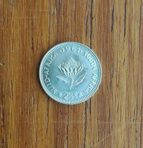 South Africa 1961 Silver 2 1/2 Cents.