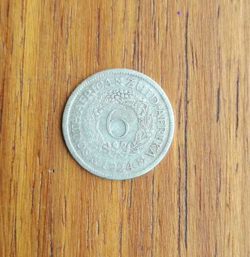 South Africa 1924 Silver Sixpence.
