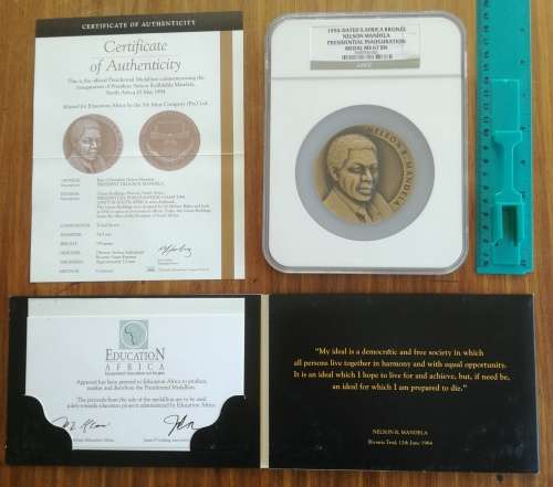 Nelson Mandela 1994 NGC MS67 BN Inauguration Medal. Very big Slab.