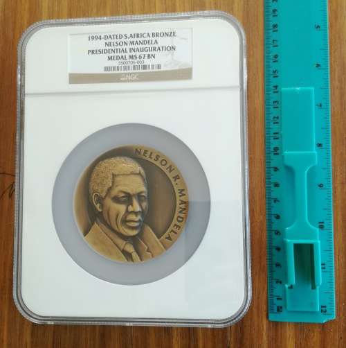 Nelson Mandela 1994 NGC MS67 BN Inauguration Medal. Very big Slab.