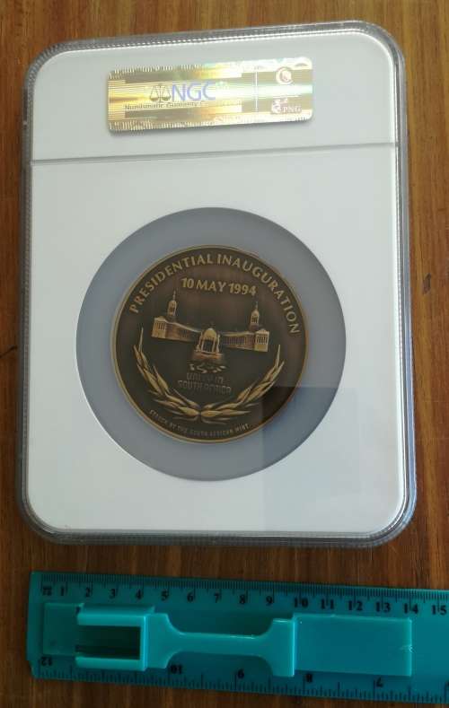 Nelson Mandela 1994 NGC MS67 BN Inauguration Medal. Very big Slab.