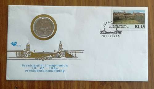 South Africa 1994 Proof Inauguration One Rand in envelope.