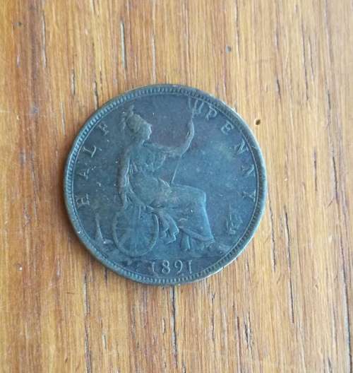 Great Britain Queen Victoria 1891 Half Penny. Good condition.