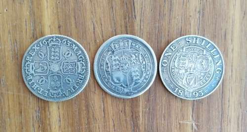 Great Britain Silver 1663, 1816 and 1893 Coins.