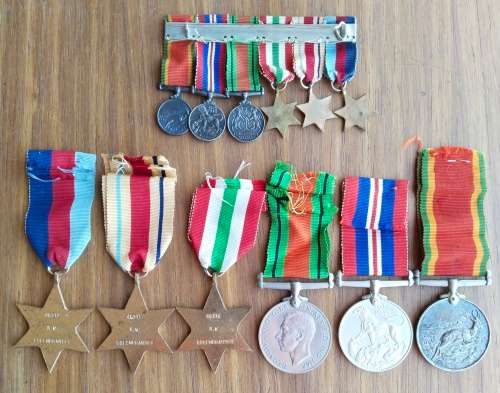 WW11 Group medals including miniature set awarded to 45313 R.W. COLENBRANDER