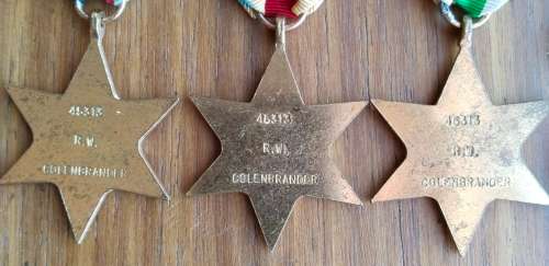 WW11 Group medals including miniature set awarded to 45313 R.W. COLENBRANDER