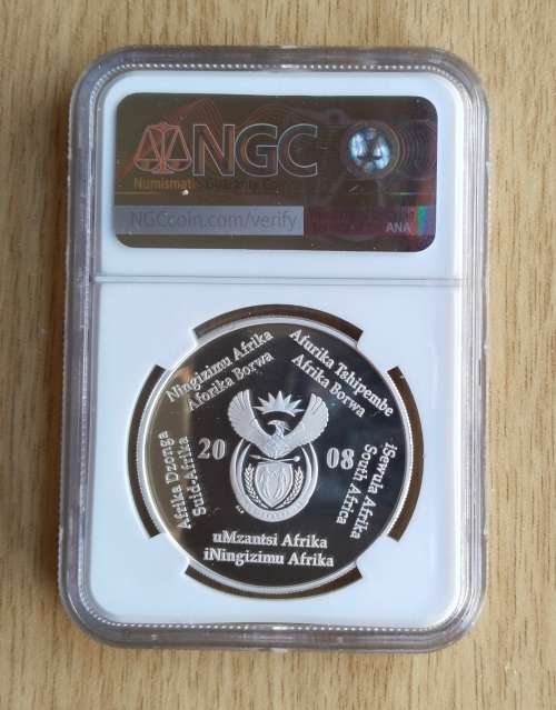 South Africa 2008 PF69 NGC ULTRA CAMEO FIFA WORLD CUP SILVER R2.