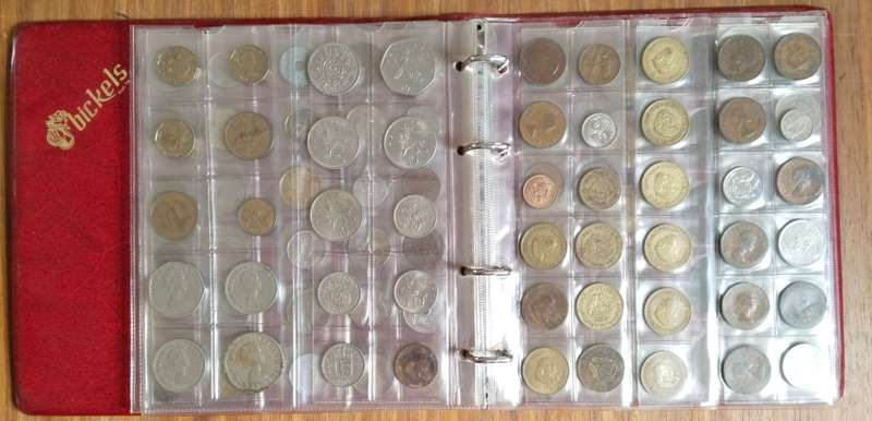 Collection of 91 old coins with album. Nice collection.