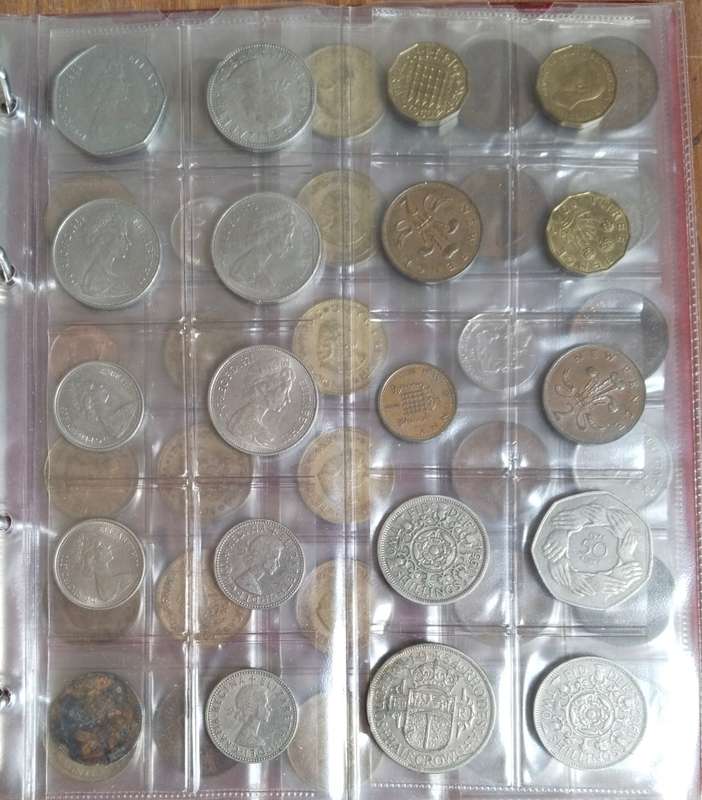 Collection of 91 old coins with album. Nice collection.