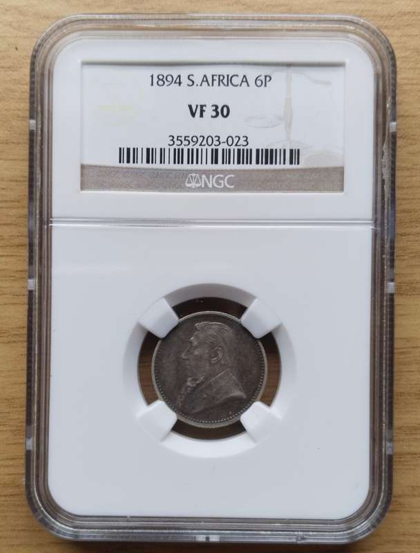 ZAR 1894 NGC VF30 Silver Sixpence