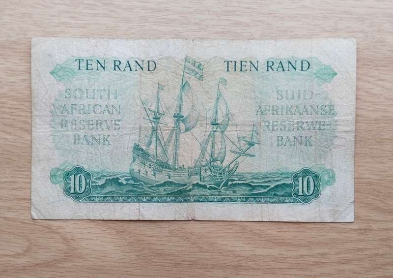South Africa M.H. de Kock Old R10 bank note. 025.