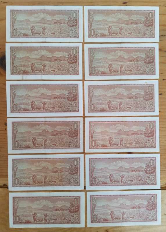 South Africa de Jongh 35 better grade R1 Bank Notes.