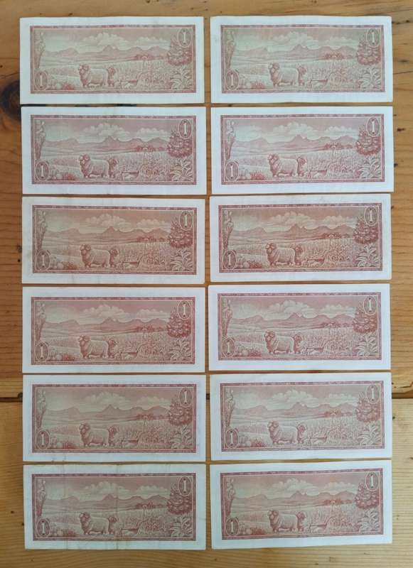 South Africa de Jongh 35 better grade R1 Bank Notes.