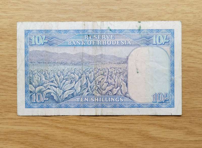 Rhodesia 10 September 1968 Old Ten Shillings Bank Note. (218)