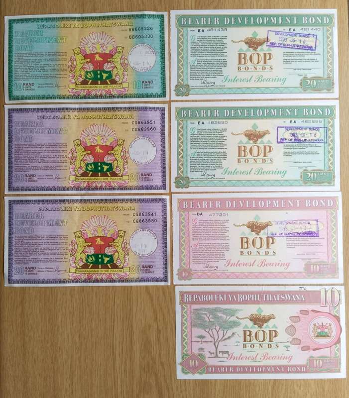Collection of 7 Old Bearer Bonds.