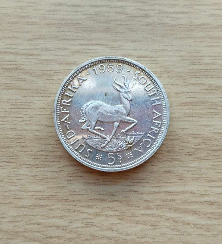 South Africa 1959 Silver Proof 5 Shillings. Rare Coin!!
