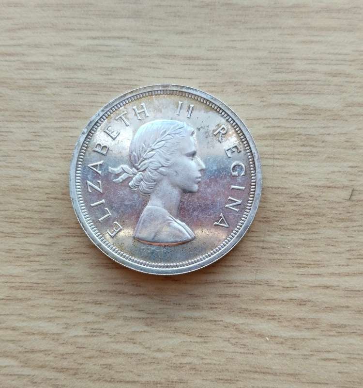 South Africa 1959 Silver Proof 5 Shillings. Rare Coin!!