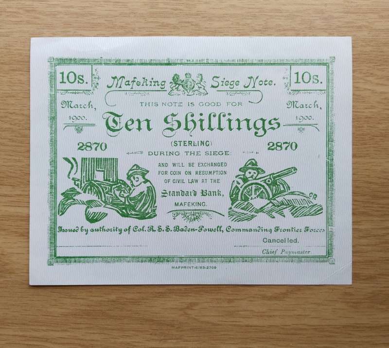 Mafikeng 1900 Ten Shillings Seige Note.