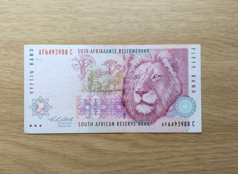 South Africa Red Water Variety Stalls R50 Bank Note. AF (988)